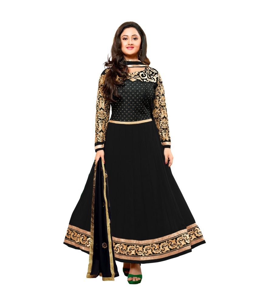 Kanhaiya Saree And Suit Black Faux Georgette Stitched Suit - Buy ...