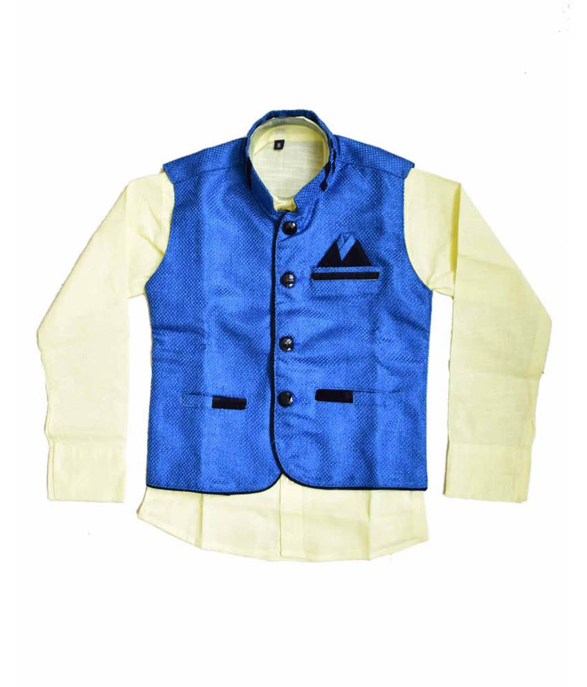     			British Terminal Blue Cotton Full Sleeves Waistcoat