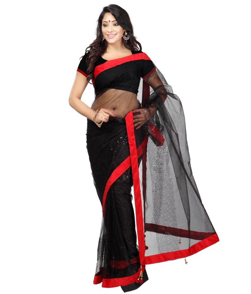 black colour net sarees