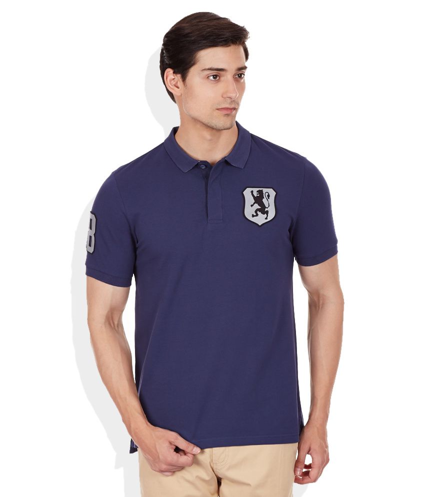 Giordano Blue Polo Neck T Shirt - Buy Giordano Blue Polo ...