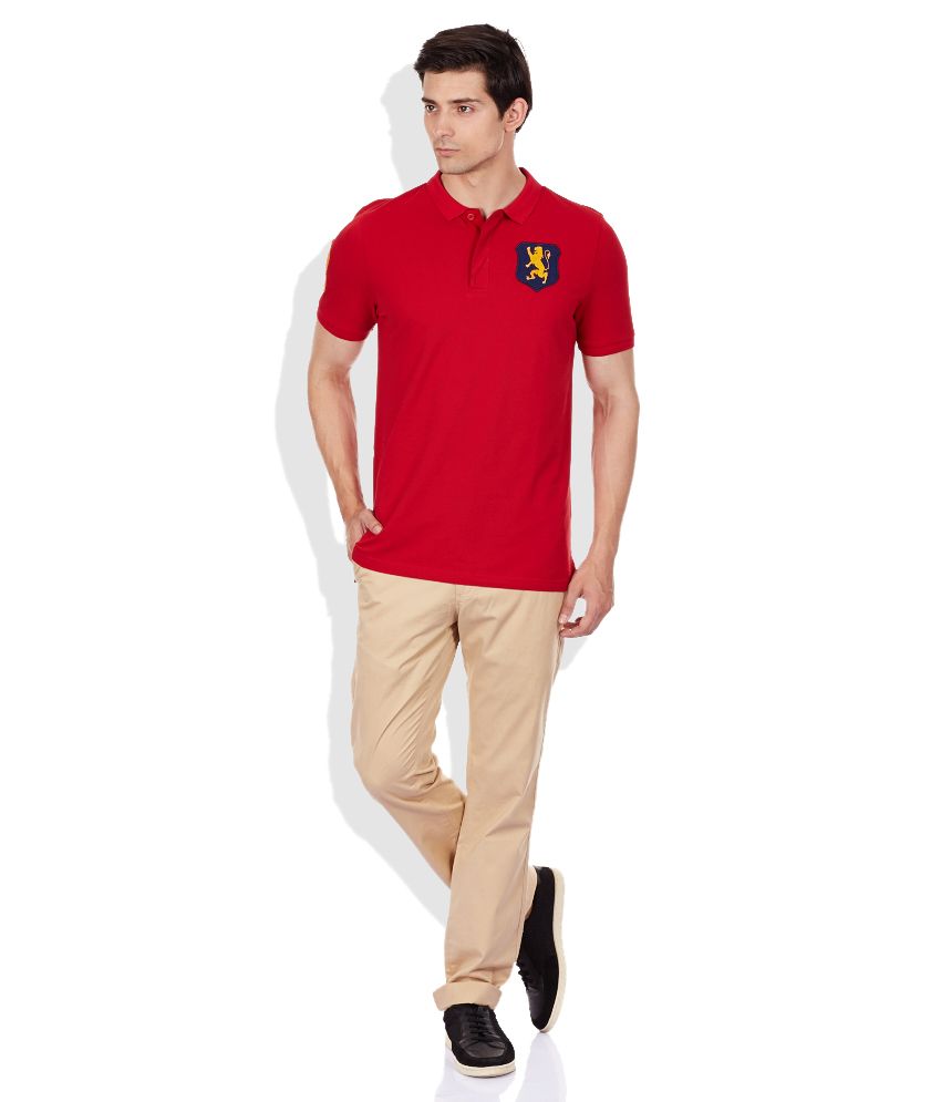 Giordano Red Polo Neck T Shirt - Buy Giordano Red Polo Neck T Shirt Online at Low Price 