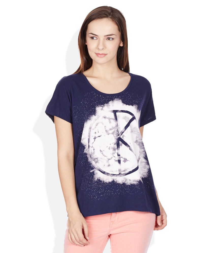 Buy Calvin Klein Jeans Blue Cotton Tees Online at Best Prices in India ...