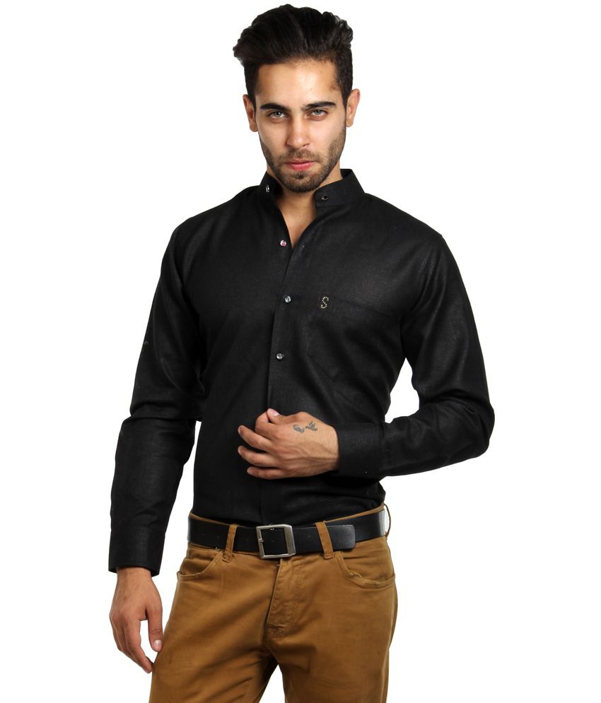 S9 Men Black Cotton Blend Slim Fit Formal Shirt - Buy S9 Men Black ...