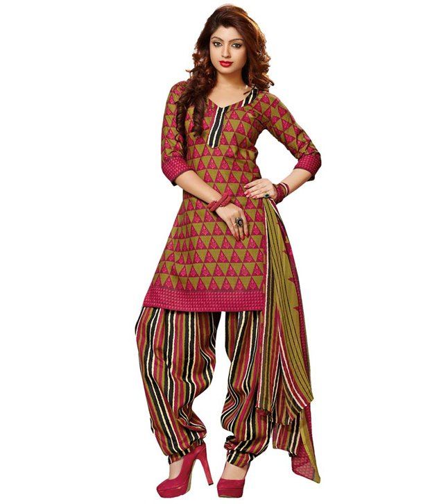 We Desi Multi Color Cotton Unstitched Dress Material - Buy We Desi ...