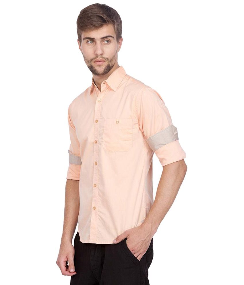 peach colour formal shirt