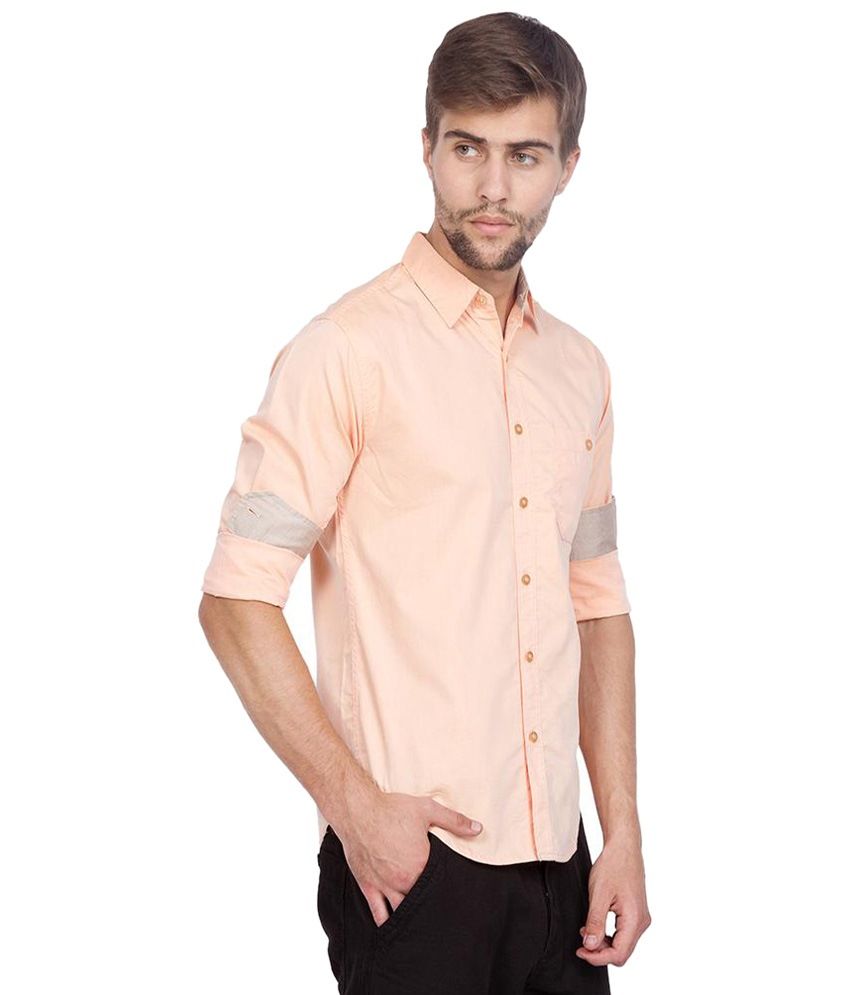 peach colour formal shirt