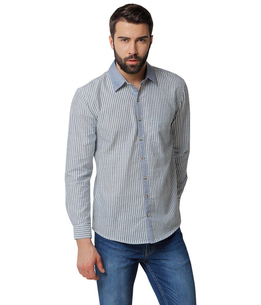 Yepme Superb Gray Corbis Stripes Shirt For Men - Buy Yepme Superb Gray ...