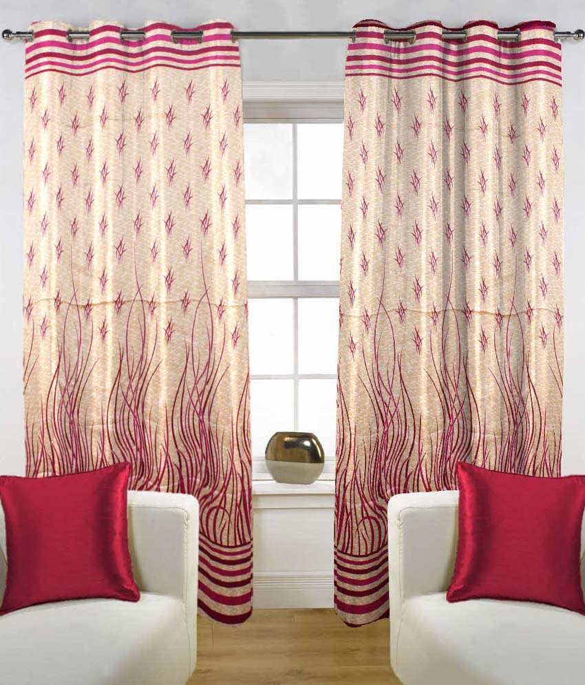 Kings Furnishing Set of 2 Door Eyelet Curtains Floral Red - Buy Kings ...