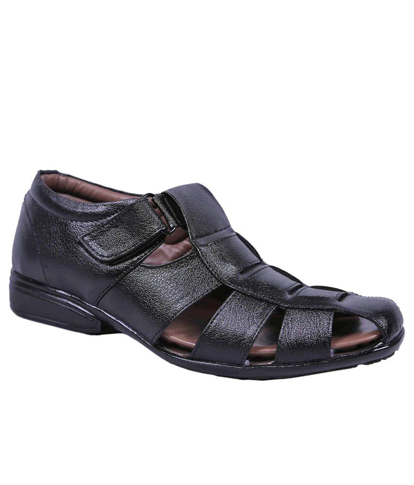 Shoe India Black Synthetic Leather Sandals For Men - Buy Shoe India ...
