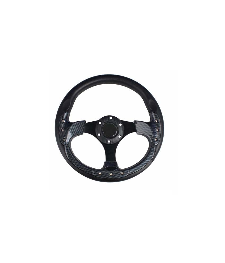 Black 3 Spoke Sporty Steering Wheel With HubMaruti Gypsy MG410 (1993