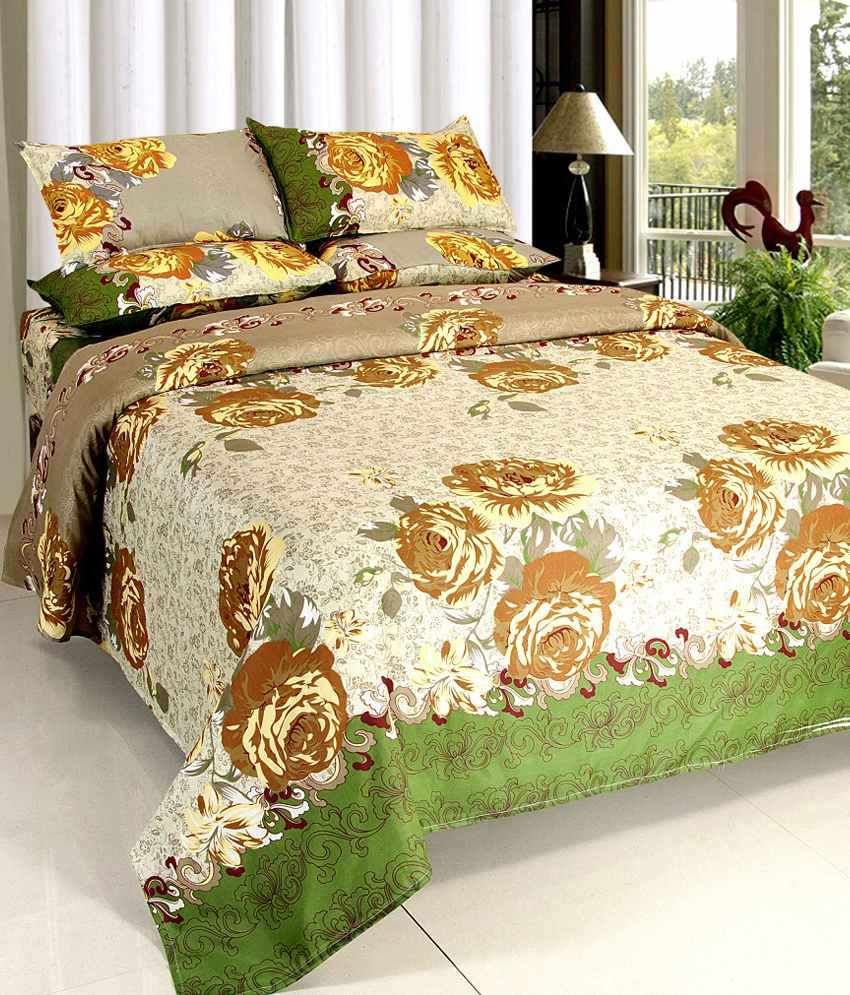 Vertex Poly Cotton Red & Purple 6 Double Bed Sheets with 12 Pillow