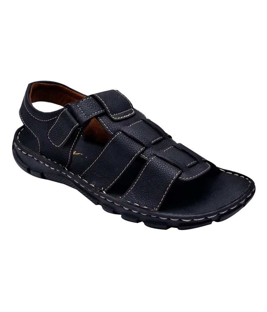 Bxxy Black Velcro Faux Leather Sandals - Buy Bxxy Black Velcro Faux ...