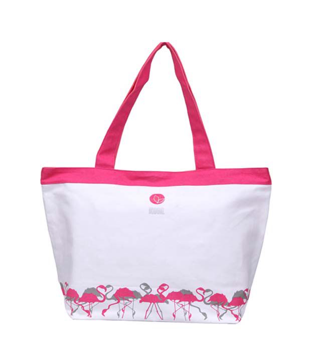 Kohl Pink & Grey Canvas Cloth Birdwalk Handbag - Buy Kohl Pink & Grey ...