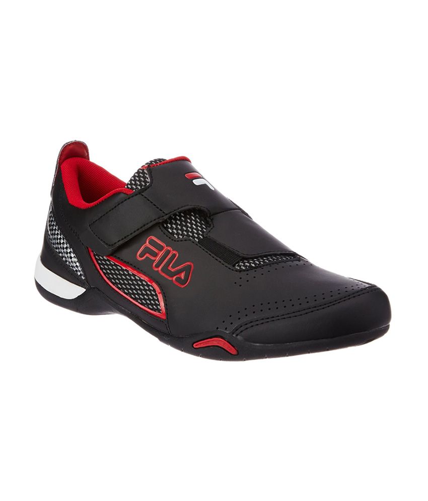 black and red fila shoes