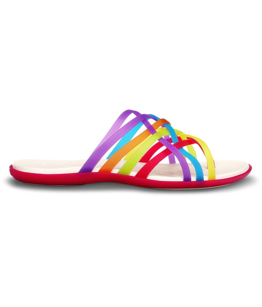 crocs multicolor flip flops