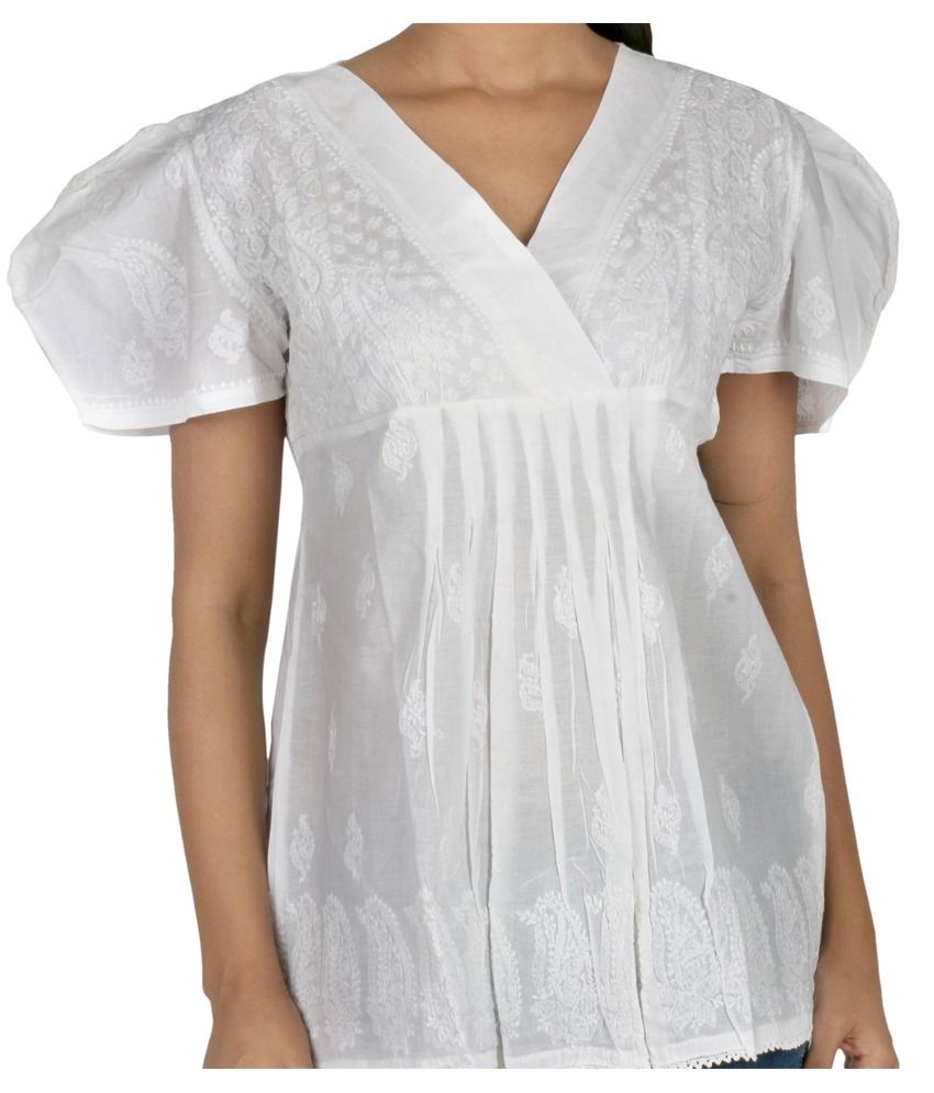 Indiankala4u Women Chikan Hand Embroidery cotton White Kurta/ Top - Buy  Indiankala4u Women Chikan Hand Embroidery cotton White Kurta/ Top Online at  Best Prices in India on Snapdeal
