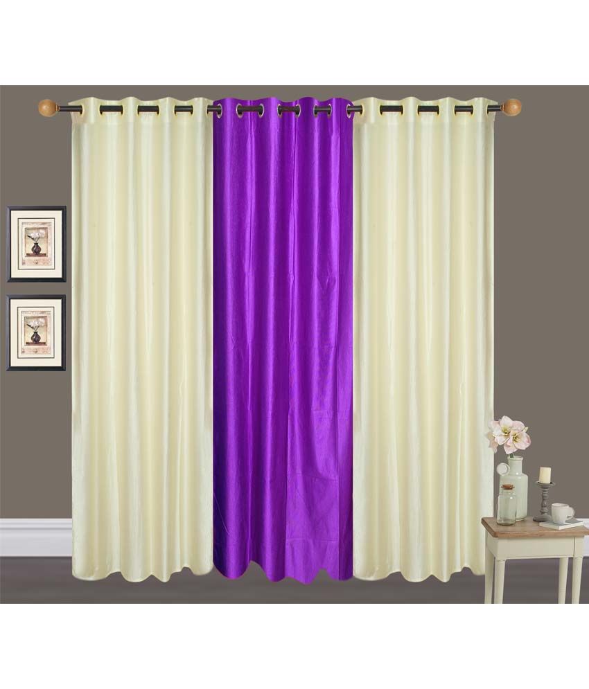 Fresh From Loom Multicolor Polyester Plain Door Curtains Set Of