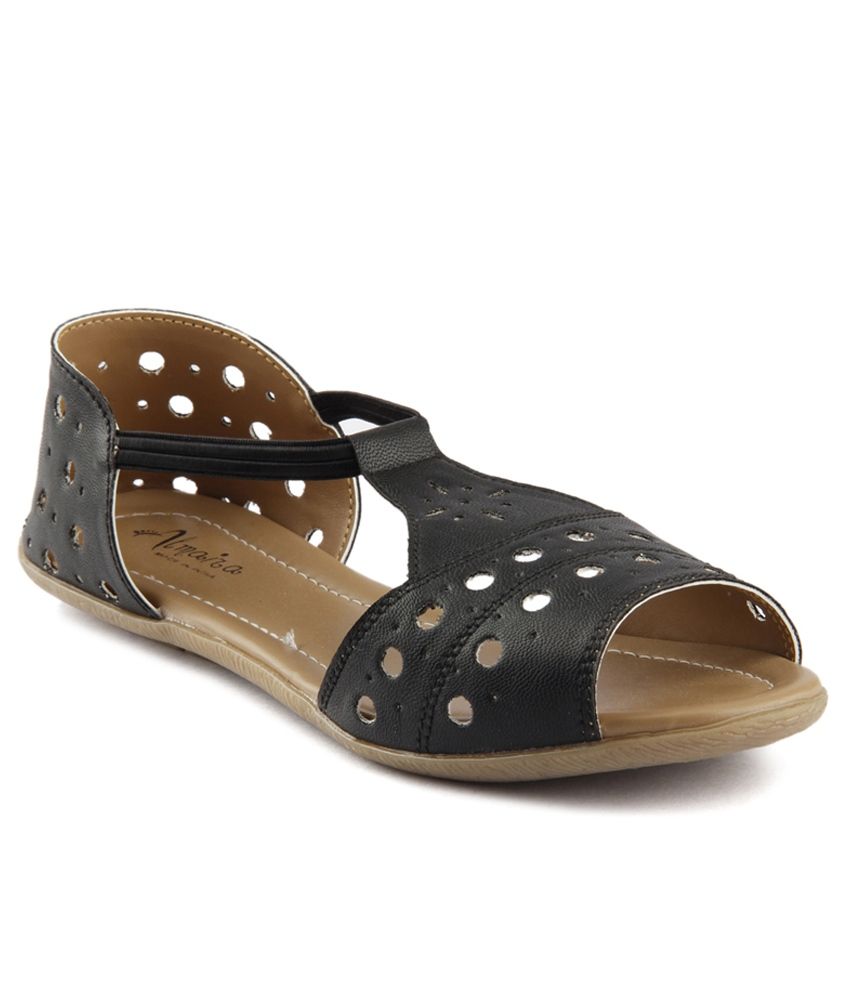 peep toe black flat sandals