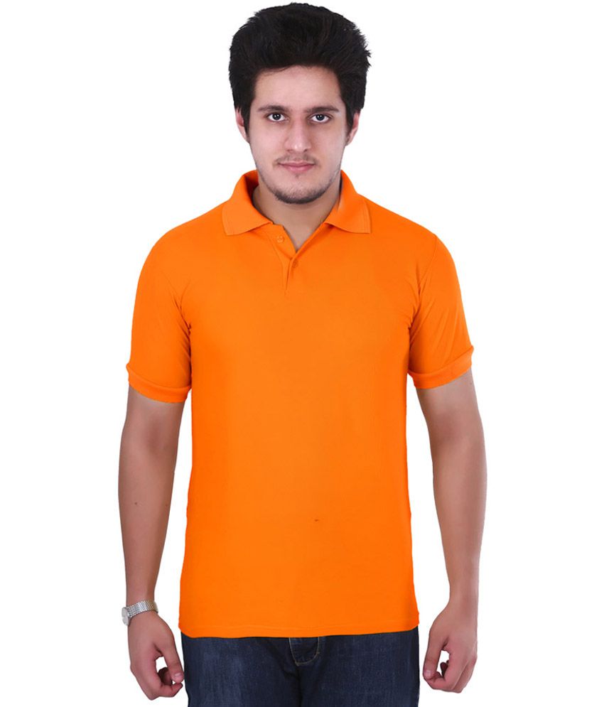 Ngt Orange Cotton Blend Half Sleeves Polo T-shirt - Buy Ngt Orange ...