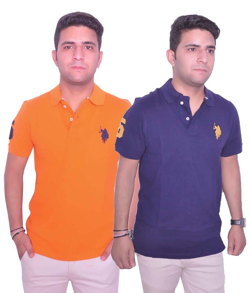 royal blue and orange polo shirt