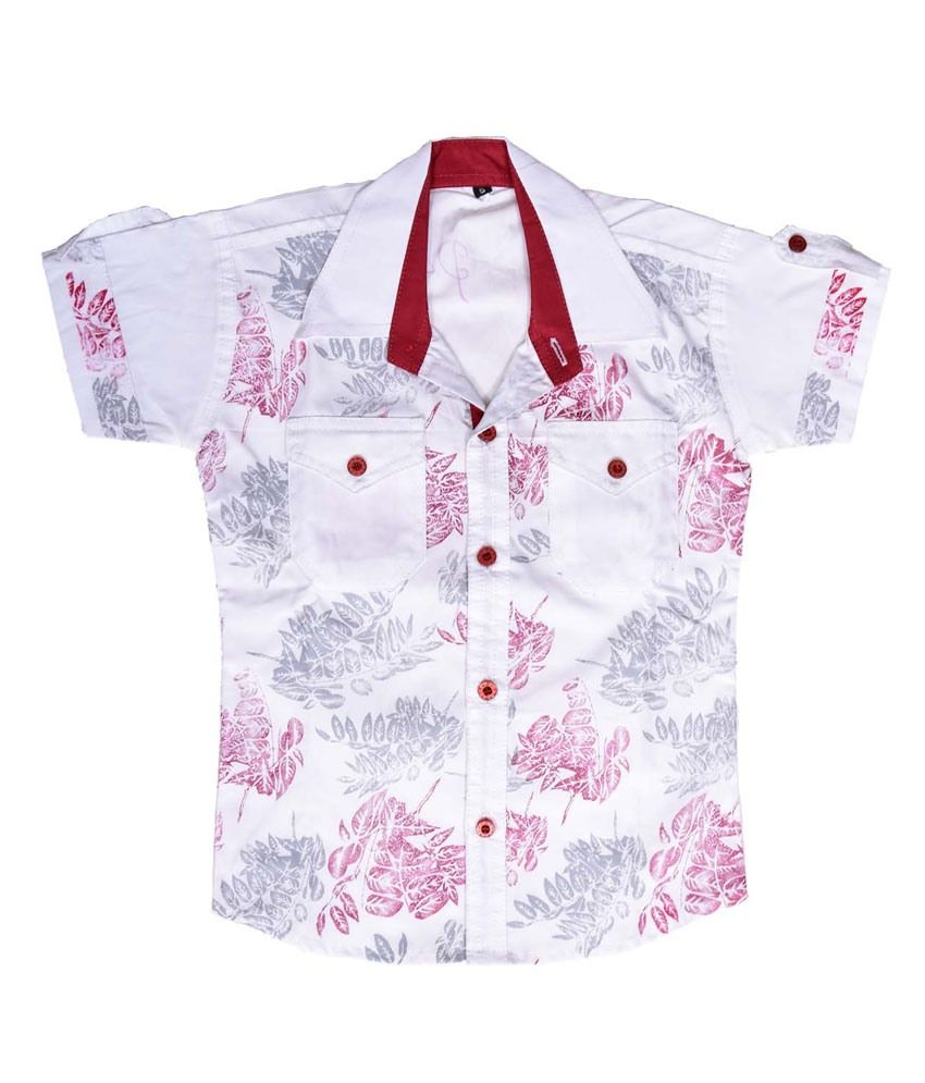     			British Terminal Red Cotton Printed & Patch Work Design Shirt For Boys