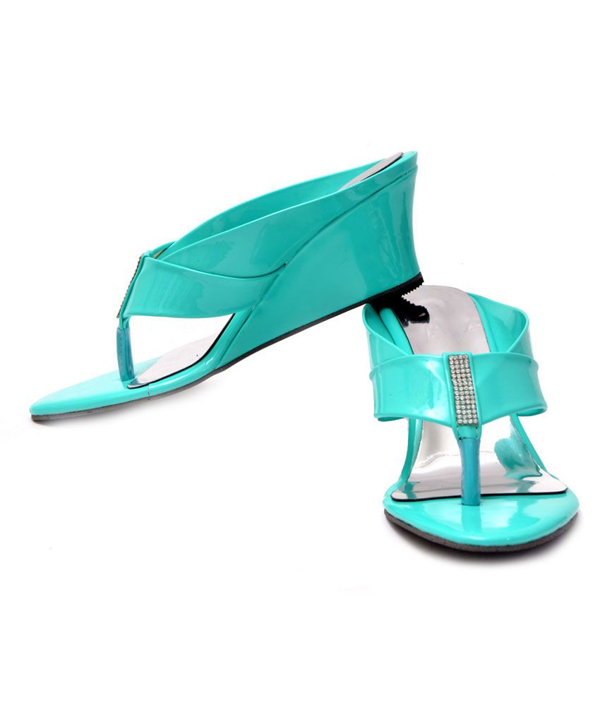 turquoise low heel sandals