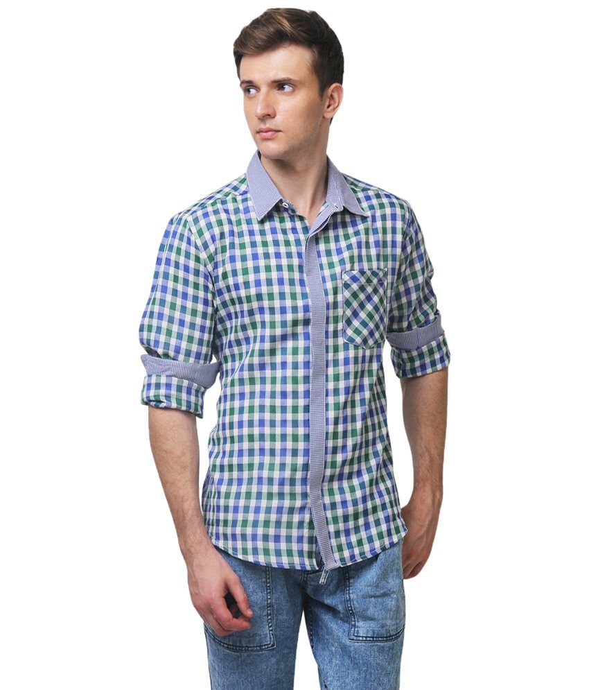 blue checkered shirt men