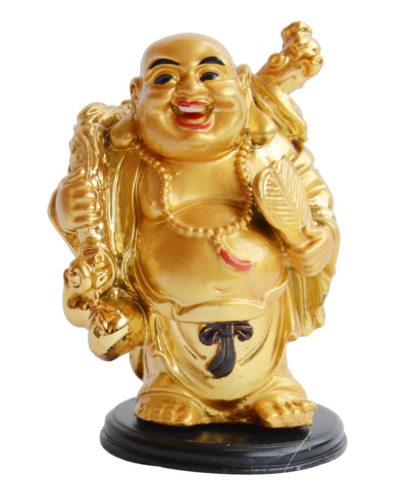     			Anjalika Yellow Feng Shui Laughing Buddha With Potal 10 cm