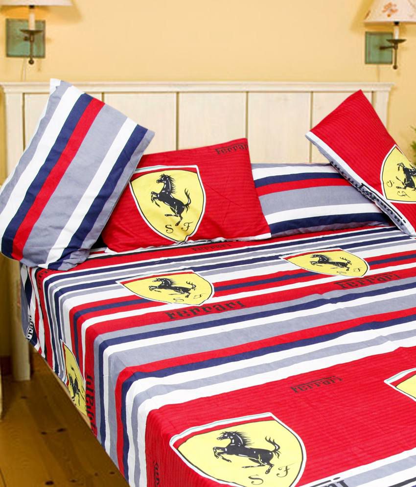Global Homz Multicolor Ferrari Touch Poly Cotton Double Bed Sheet Buy Global Homz Multicolor