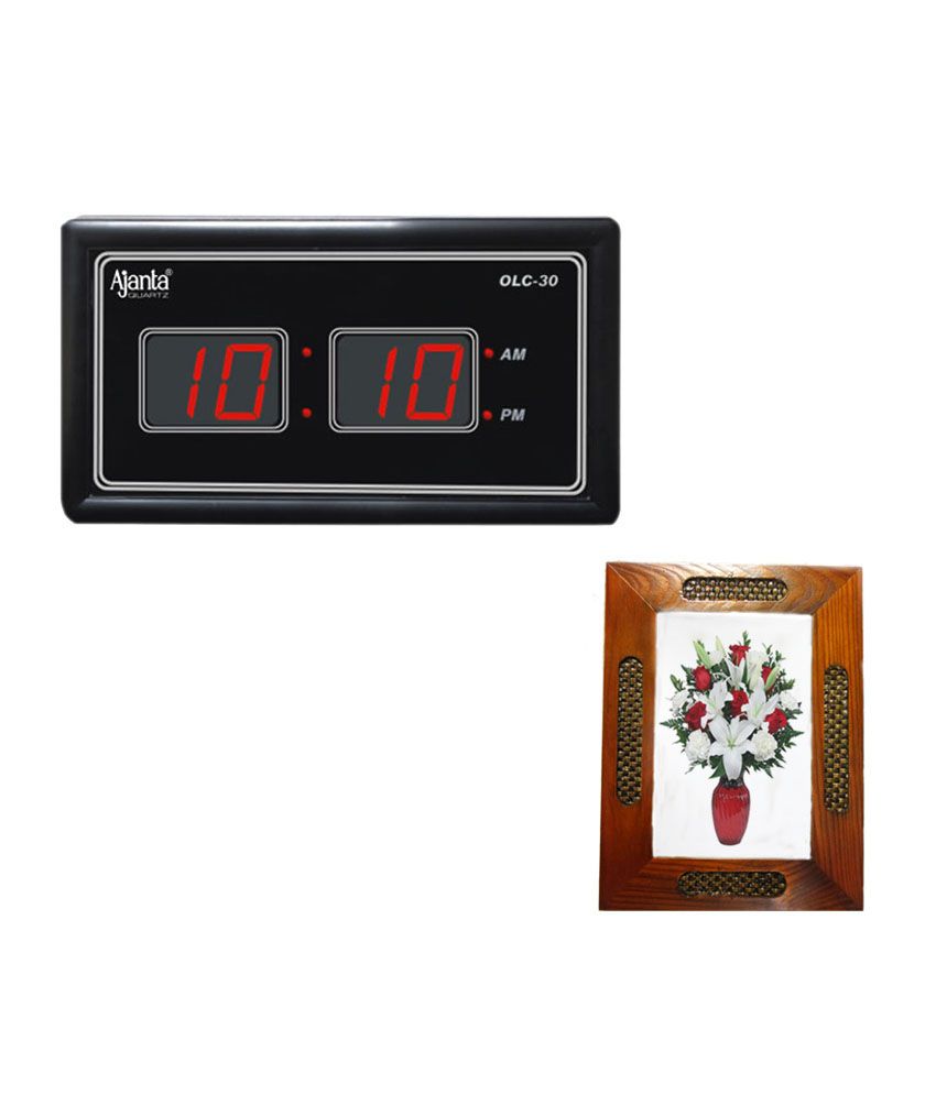 Ajanta Olc30 Digital Clock & Beautifully Decorated Wooden Photo Frame