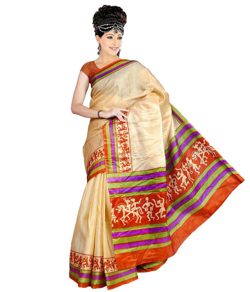 Nsmedia Multi Color Bhagalpuri Silk Saree Buy Nsmedia Multi Color Bhagalpuri Silk Saree Online