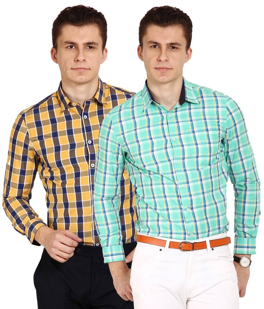 green and yellow check shirt