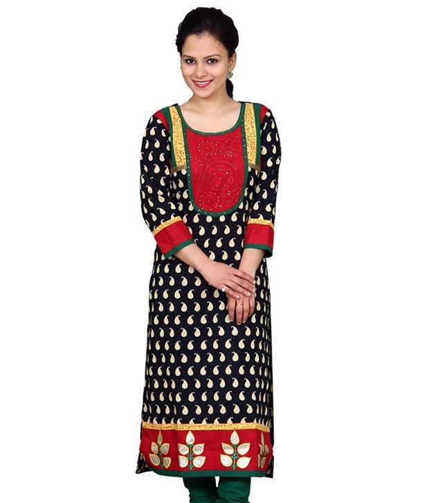 katha work kurti design