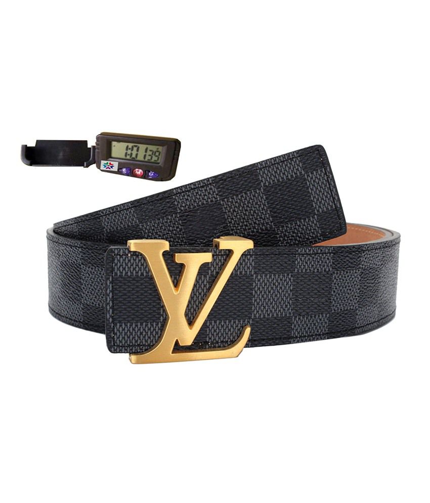 Quality Brands LV BLack Leather Belt Golden Buckle: Buy Online at Low Price in India - Snapdeal