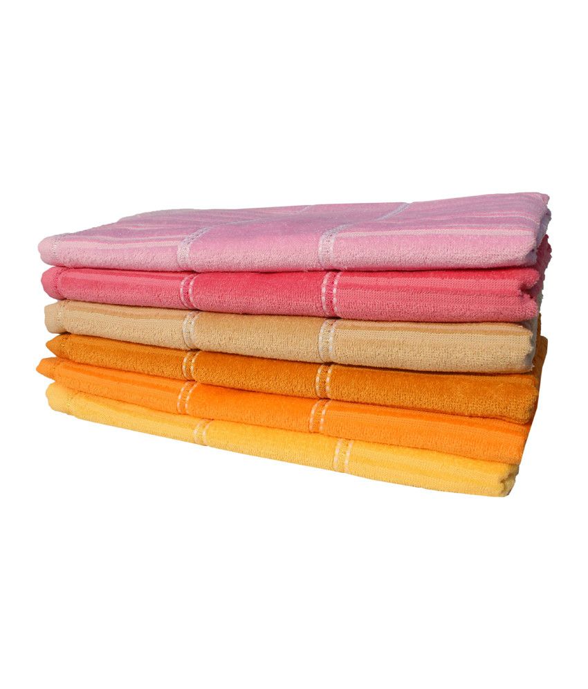 Mandhania Set of 6 Cotton Bath Towel Multi Color Buy Mandhania Set