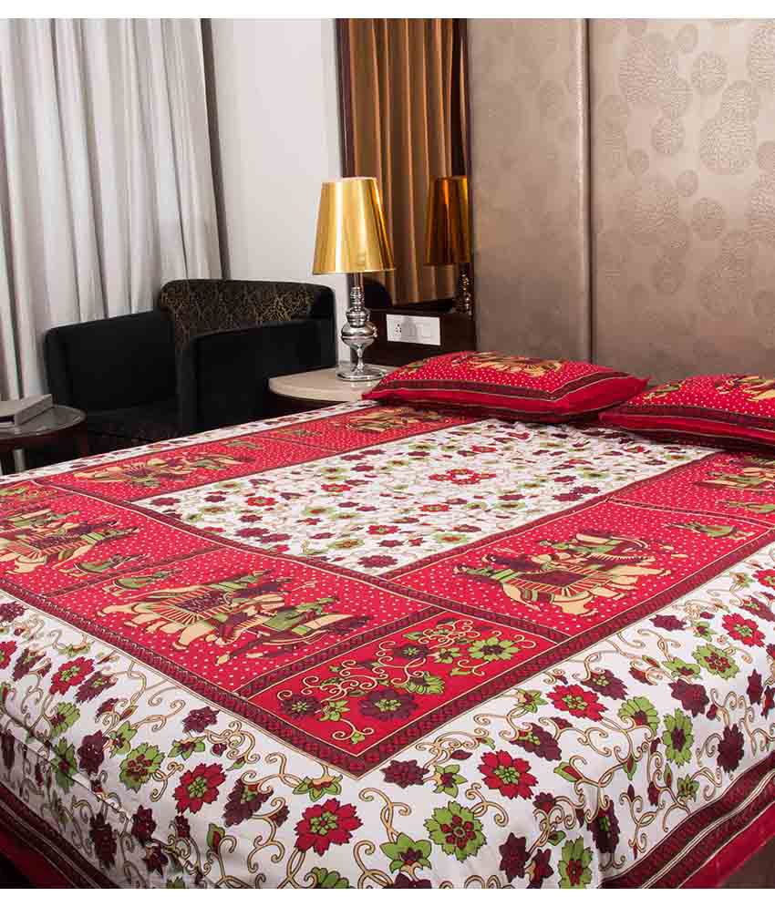     			Kismat Collection - Multi Cotton Single Bedsheet with 2 Pillow Covers