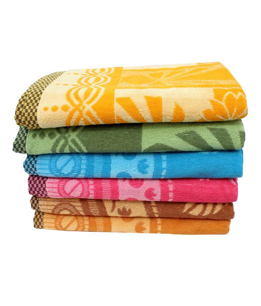 Mandhania Set of 6 Cotton Bath Towel - Multi Color - Buy Mandhania Set ...