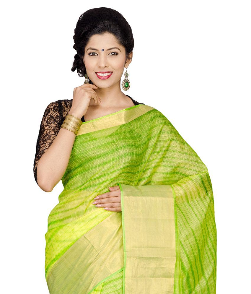 Sarisha Green Kota Doria Saree - Buy Sarisha Green Kota Doria Saree ...