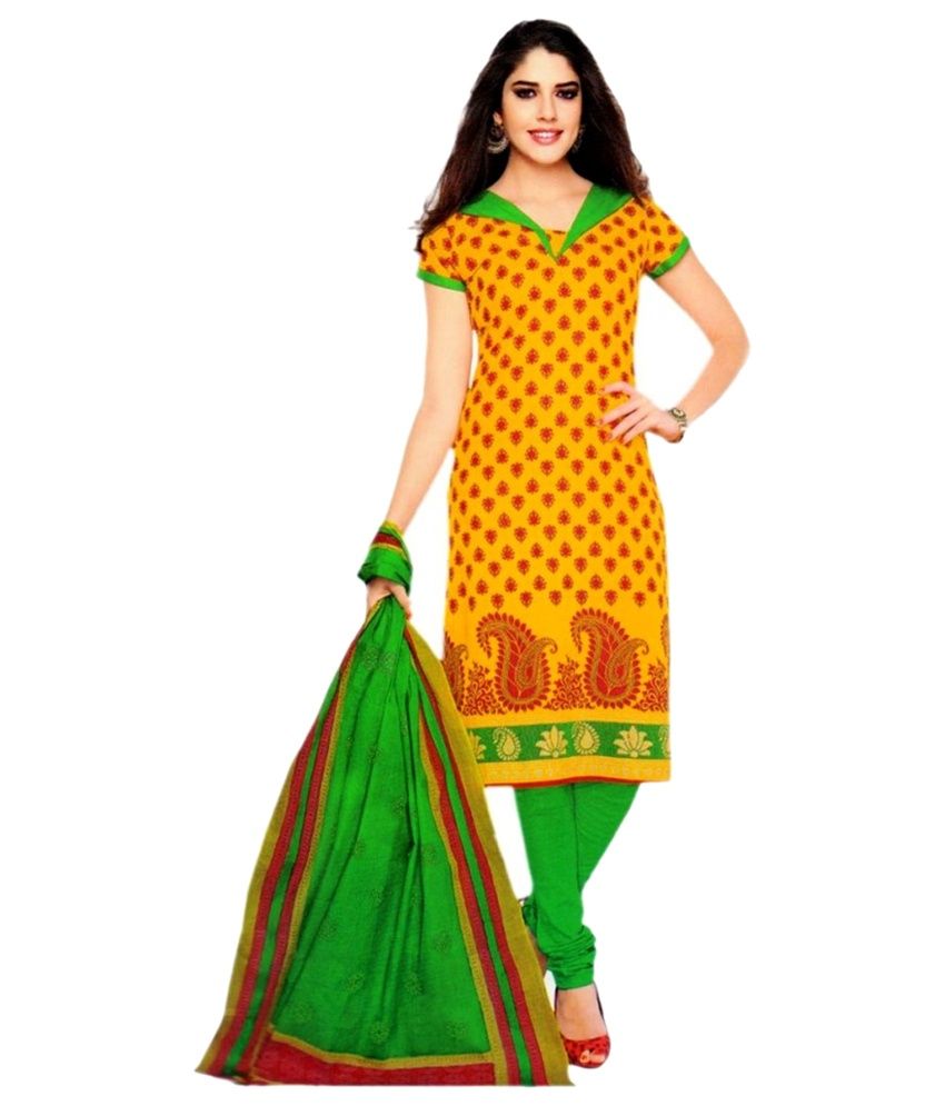 Miraan Multi Color Cotton Unstitched Dress Material - Buy Miraan Multi ...