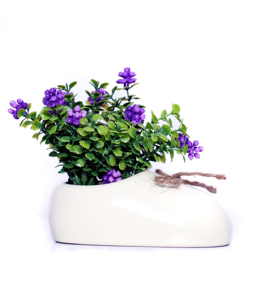Goodwill Garden Carez Ceramic Pot With Artificial Purple Flower Buy