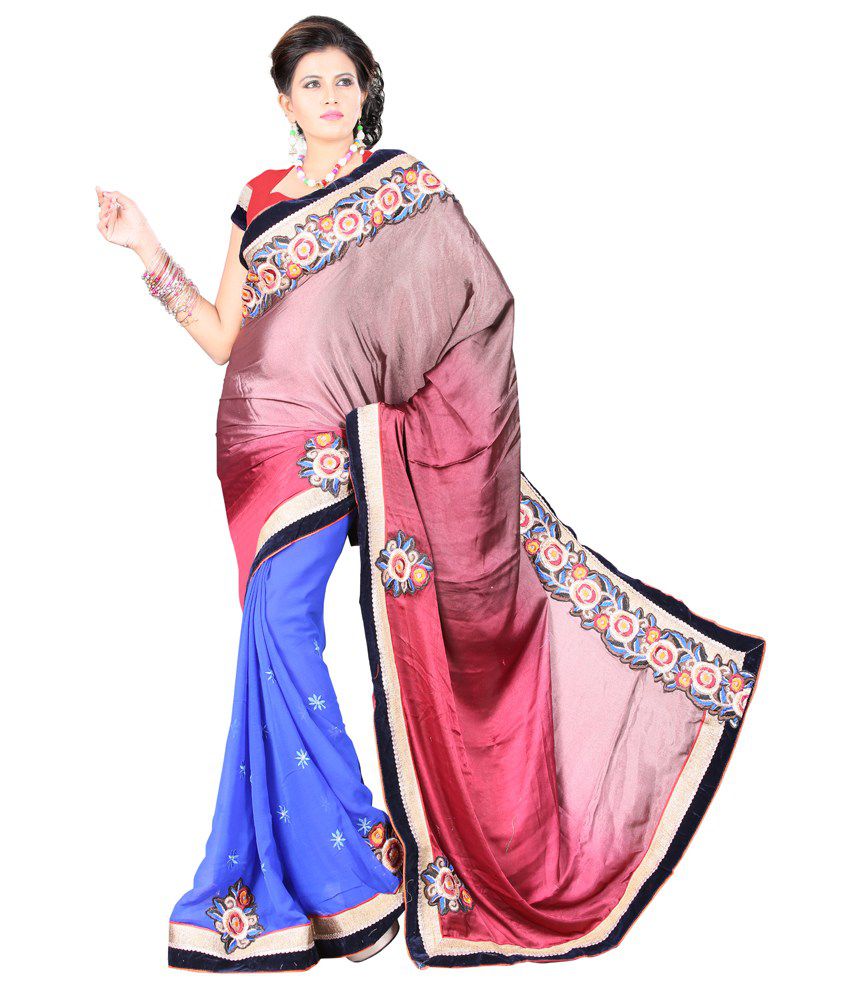 Laxmi Sarees Multi Color Satin Saree Buy Laxmi Sarees Multi Color Satin Saree Online At Low 