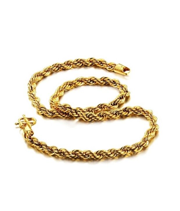     			Magic Stones Gold Plated Brass Chain For Men