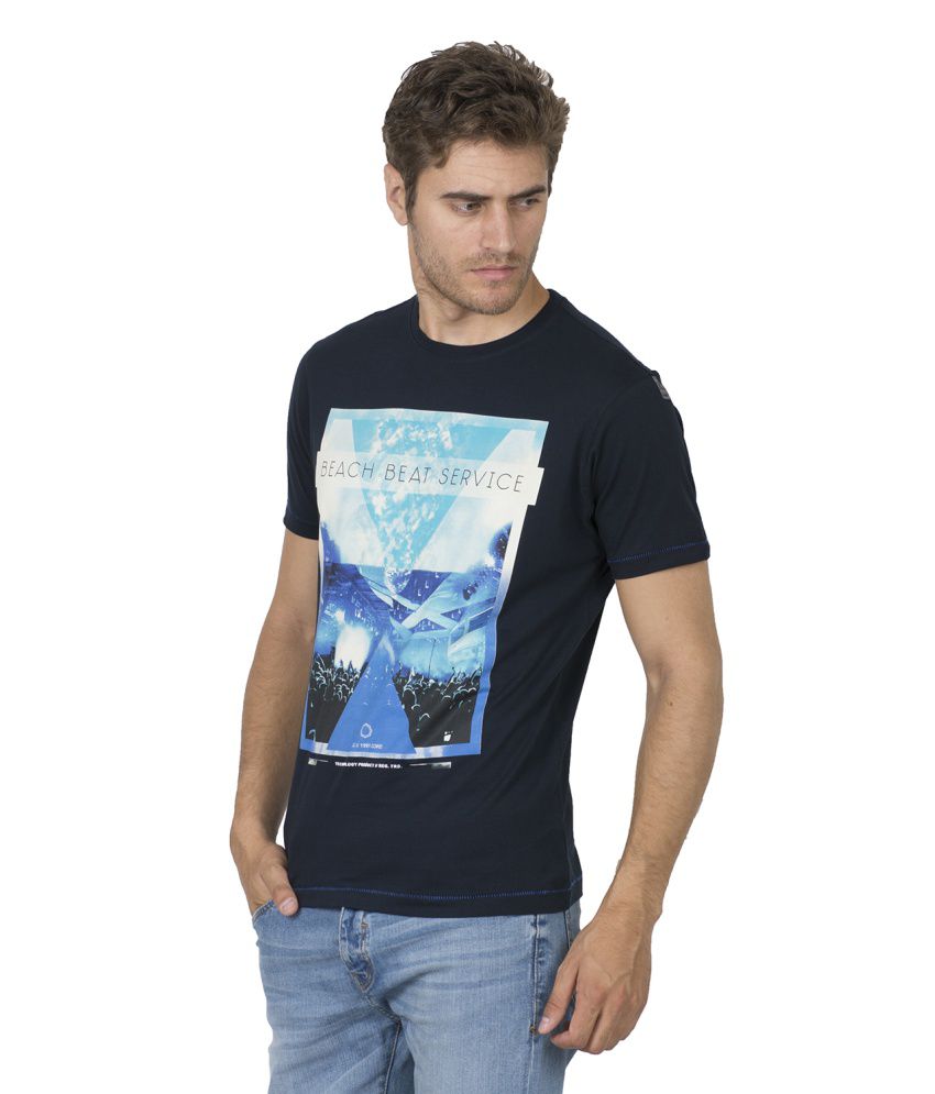 Octave Navy Cotton Printed T Shirt - Buy Octave Navy Cotton Printed T ...