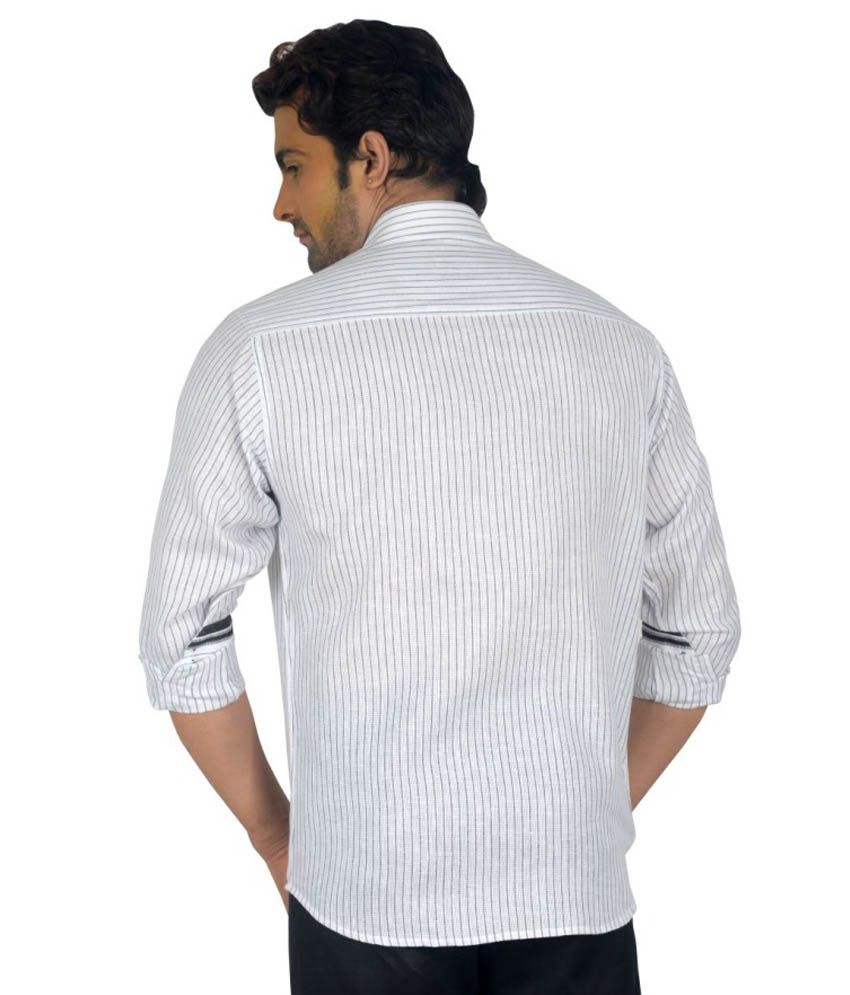 mens white linen blend shirt