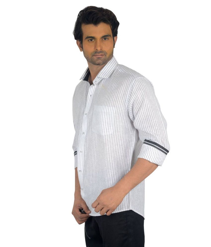 mens white linen blend shirt