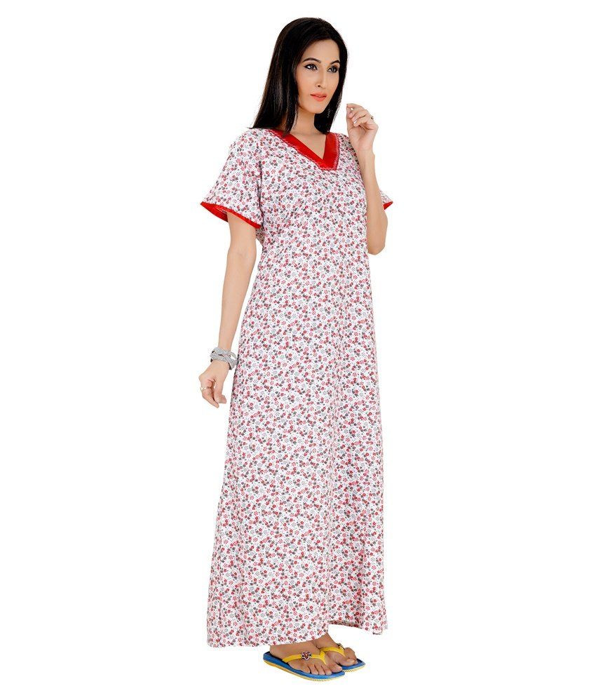Buy Mint White Cotton Nighty Online at Best Prices in India Snapdeal