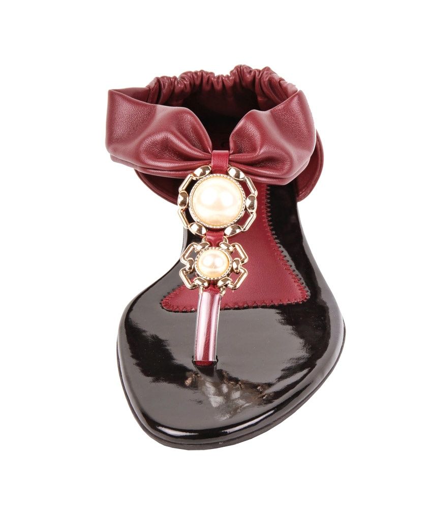 maroon sandals flat