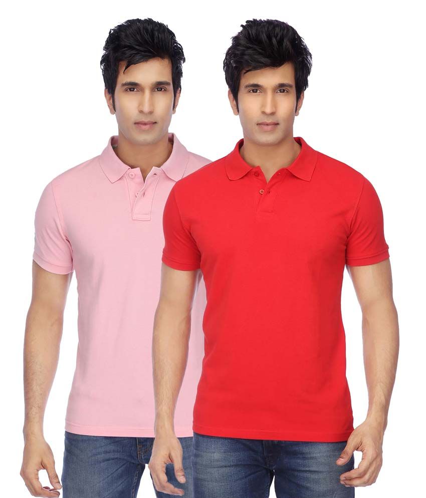     			Concepts Multicolor Cotton Blend Half Sleeve Basics Polo T-Shirts - Pack Of 2