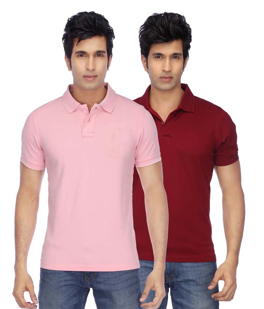     			Concepts Multicolor Cotton Blend Half Sleeve Basics Polo T-Shirts - Pack Of 2