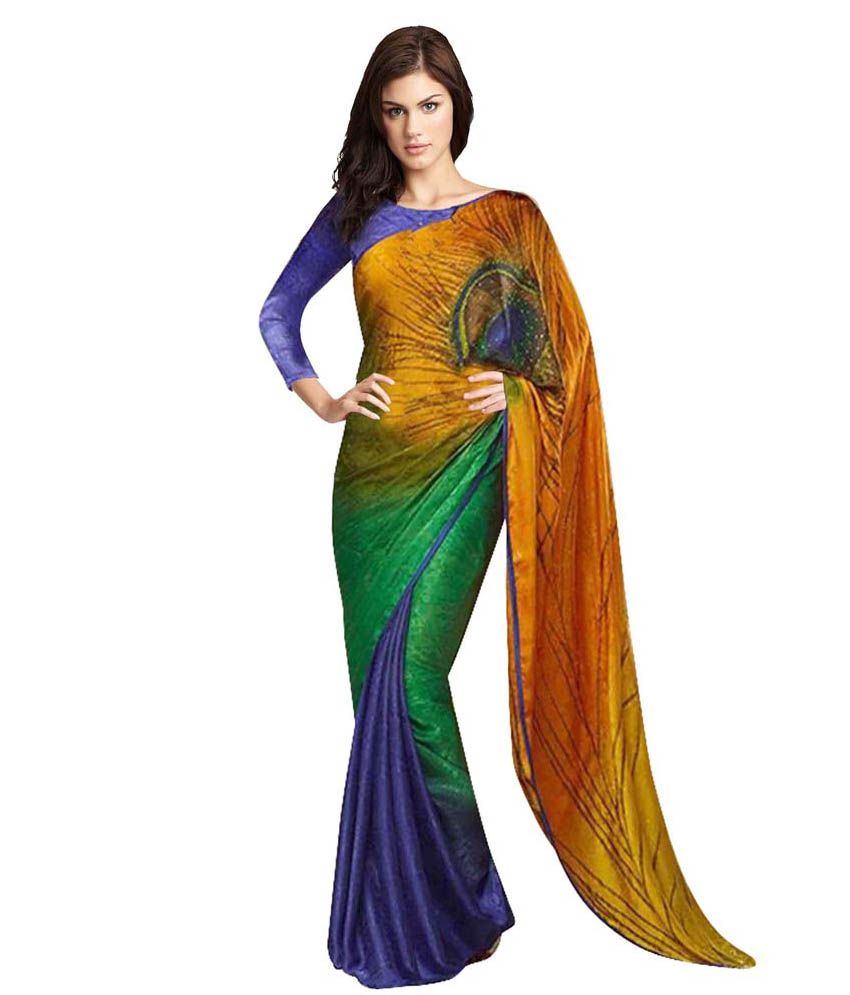 peacock colour saree matching blouse